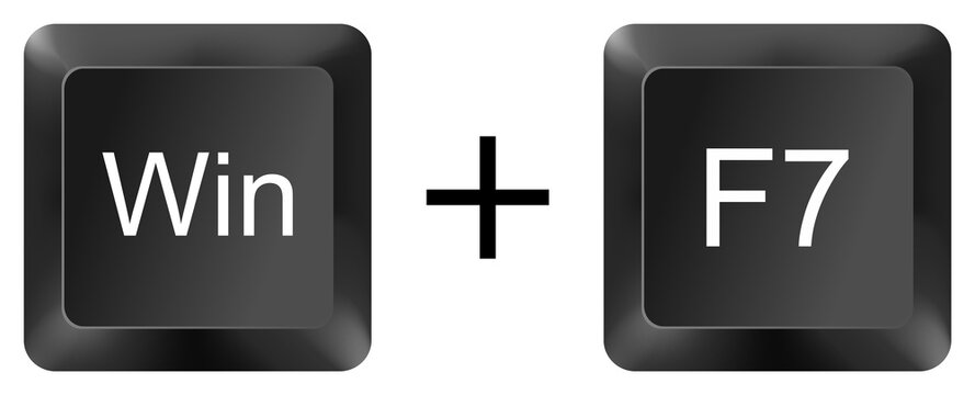 win f7 computer keyboard shortcut key button 3d icon symbol sign isolated on white background