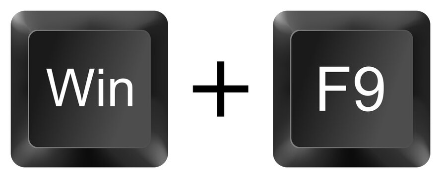 win f9 computer keyboard shortcut key button 3d icon symbol sign isolated on white background