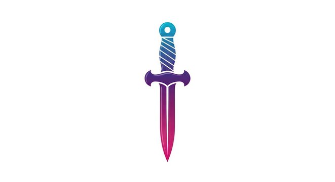 Stylized dagger icon with purple and blue gradient