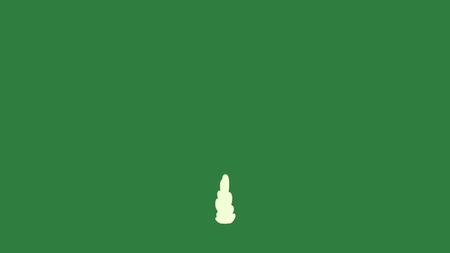 A green screen with white background and cat sitting on top of an apple logo rhino it dots outline silhouette two clouds animated chromakey background layers movement design illustration