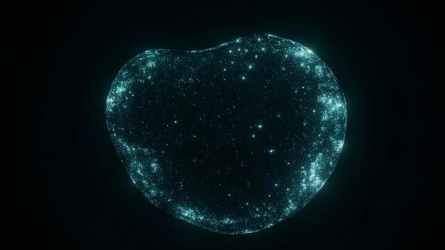 Zero Gravity Water Blob with Glowing Bioluminescent Plankton