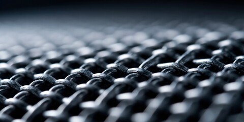 Obraz premium An artistic close-up of a textured metal mesh fabric, focusing on its intricate patterns and depth, ideal for industrial design themes showcasing modern materials.