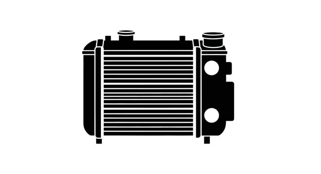Automotive Radiator Icon - Black and White Vector Illustration