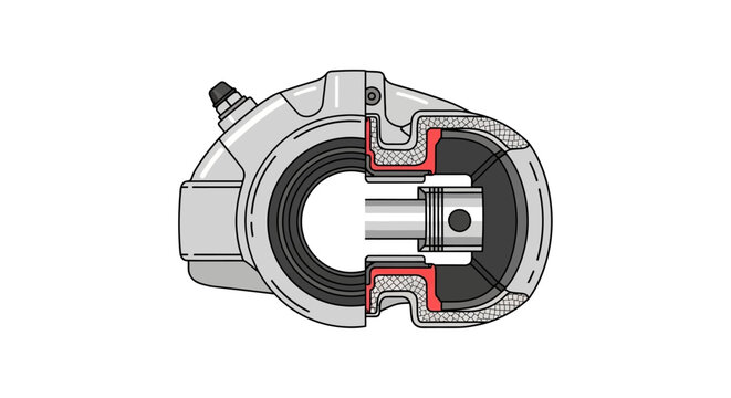 Cross-section of a hydraulic cylinder with piston and seal detail