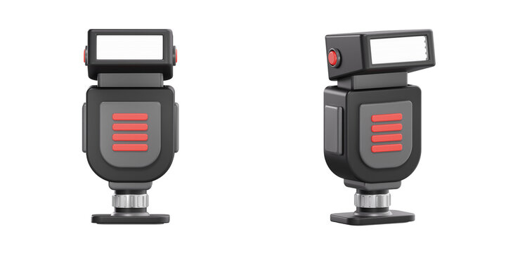 3D illustration of a professional camera flash speedlight