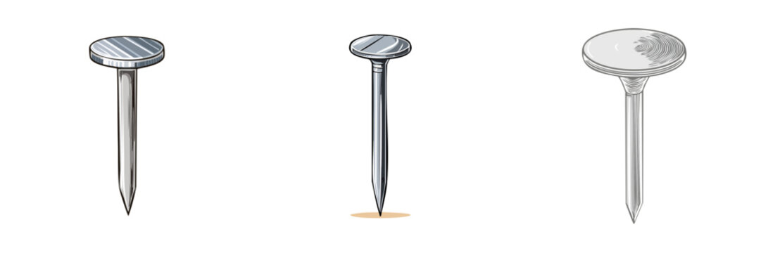 Set of assorted metal nails for construction and fastening purposes
