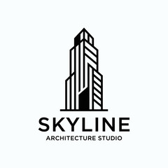 Fototapeta premium Modern Skyscraper Architectural Logo Design.