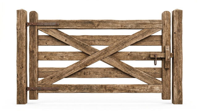 Old wooden farm gate with rustic texture