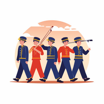 Marching Band Members in Uniforms
