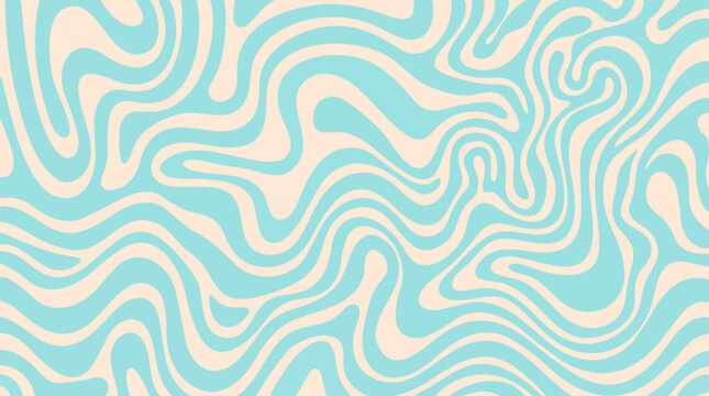 Turquoise wavy pattern on beige background, a seamless vector illustration.