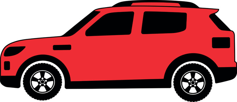 Red compact suv side view illustration vector