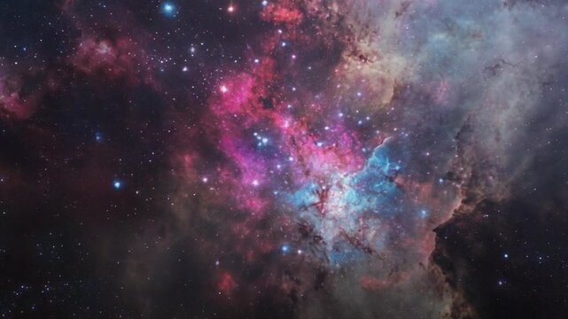 Vivid view of colorful nebula and stars in deep space