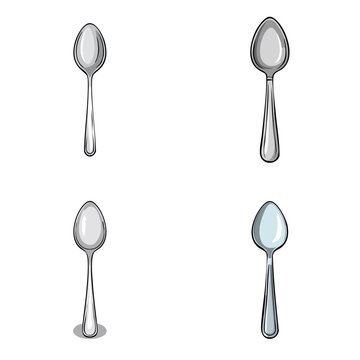 Set of Silver Spoons Isolated on White Background
