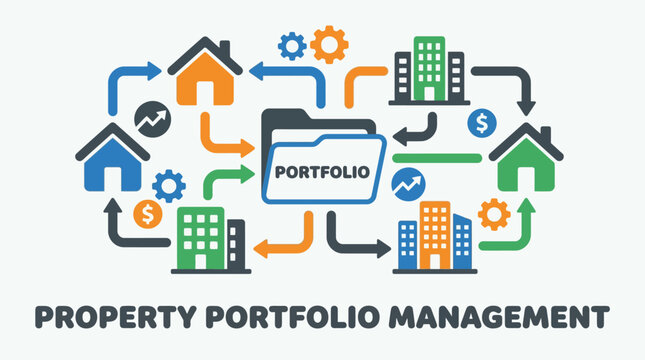 Property portfolio management concept icon.