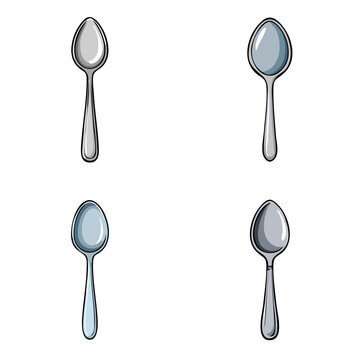 Set of stylized spoons with rounded bowls and slim handles, isolated on a white background