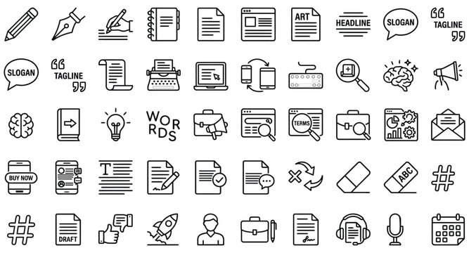 Collection of flat design office and technology vector icons on white background