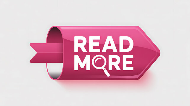 Pink Ribbon Shaped Button with Magnifying Glass and Text READMORE read more