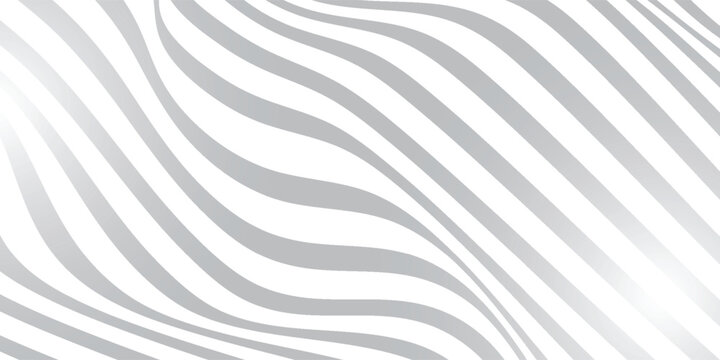Flowing optical art pattern design background. Wavy parallel lines in a combination of pure white and gray, presentation background, flyer and banner. Vol 1