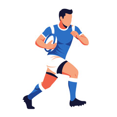 Obraz premium Rugby player running with ball - vector illustration on white