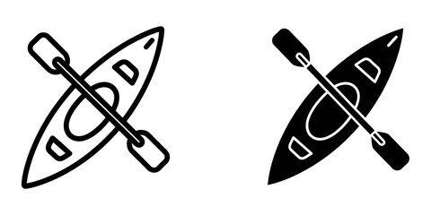 Kayak with paddle on white background simple vector illustration for outdoor recreation themes © AKTER STOCK