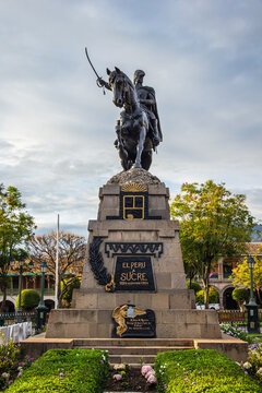 Statue of Antonio Jose de Sucre at Huamanga Main Square - Ayacucho, Peru