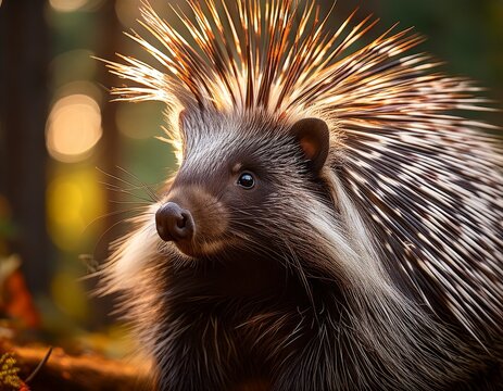 porcupine in forest a close up of natures quilled wonder