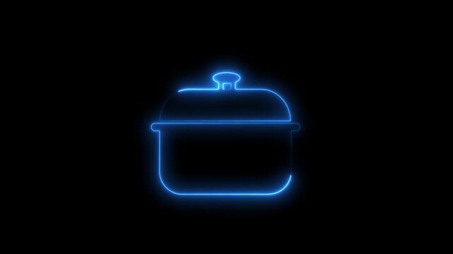 Different kitchen icon neon animation