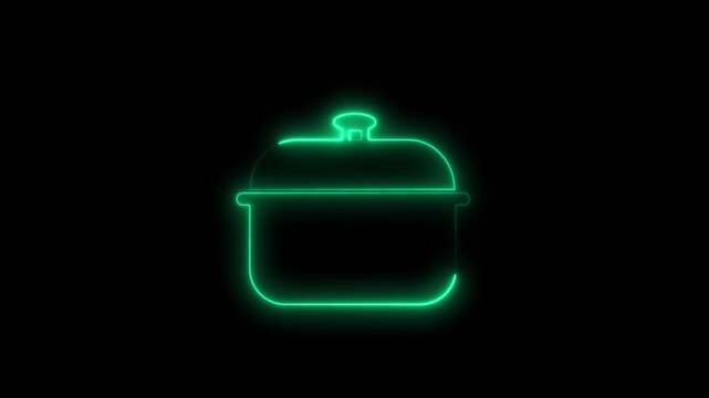 Different kitchen icon neon animation