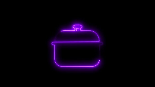 Different kitchen icon neon animation