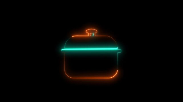 Different kitchen icon neon animation