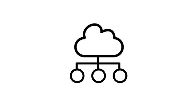 cloud computing animated icon animation on white background.