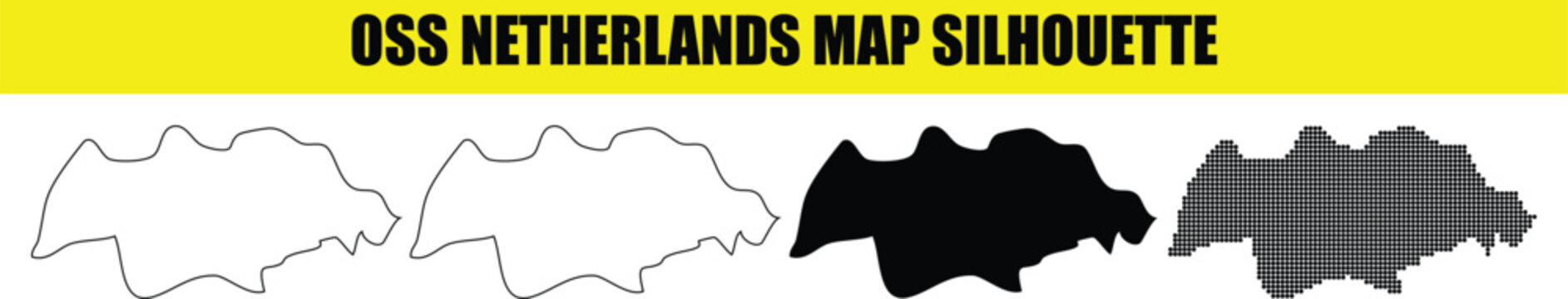 Oss netherlands map silhouette graphics pack including solid fill stroke and points variations for web designs.