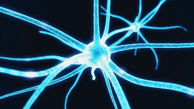 3D illustration of neuron cell with synaptic connections, nervous system concept