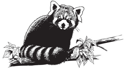 Black and white red panda illustration, wildlife vector graphic, animal design element, conservation symbol © Uttom Kumar