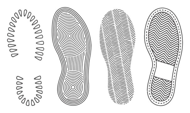 Collection of diverse shoe sole imprints and patterns