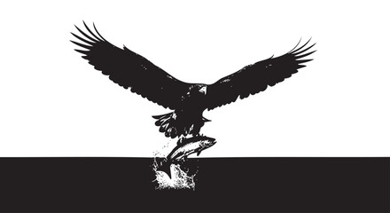Fototapeta premium Eagle silhouette, black bird, winged animal, wildlife icon, vector graphic