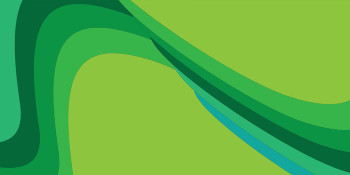 Green Abstract Wave Background With Curved Layers And Flowing Organic Shapes