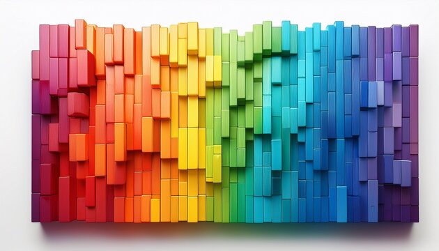 stacked rainbow colored rectangular blocks displayed vertically isolated on white background