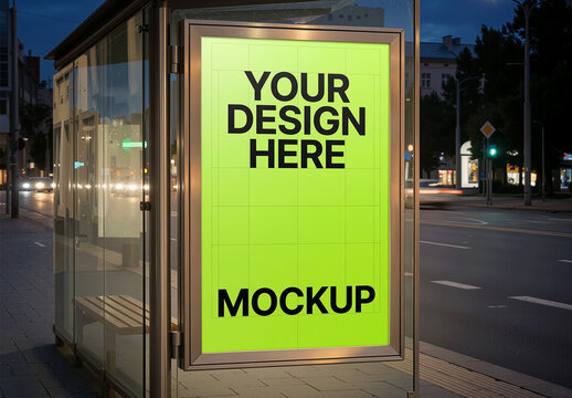 Billboard Bus Stop Mockup