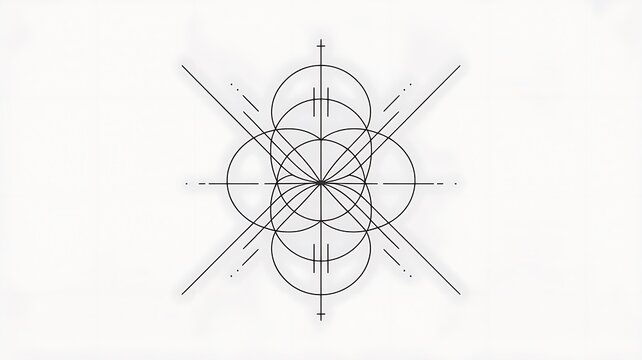 Abstract geometric line art symmetrical circular pattern