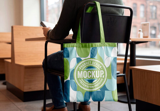 Canvas Tote Bag Hanging Mockup