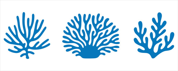 Coral Reef Marine Life Silhouette Vector Set © ALESSIA