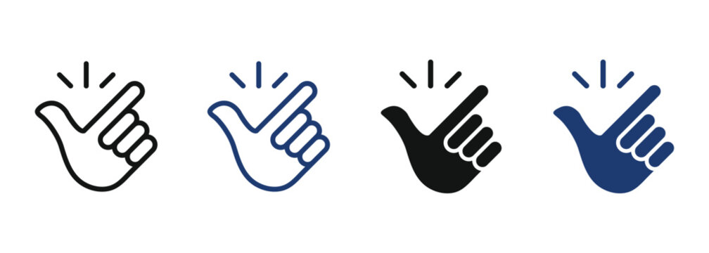 Finger snap hand gesture icon set. Vector symbols for easy task, quick solution and simple process design