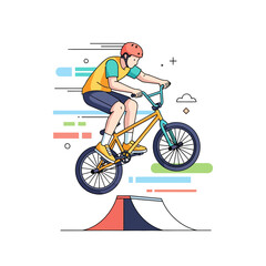Naklejka premium BMX Rider Performing Jump in Abstract Vector Illustration
