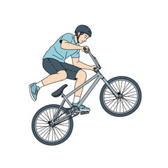 Naklejka premium Bmx Rider Performing Stunt against White Background
