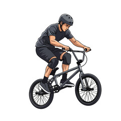 Naklejka premium BMX Rider Performing Stunt Isolated