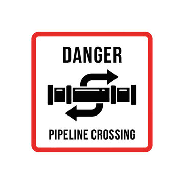Danger Pipeline Crossing Signage, Alerting Industrial Hazards
