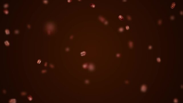 coffee beans falling on brown background animation, coffee bean drink and coffee shop and cafe social media motion design element