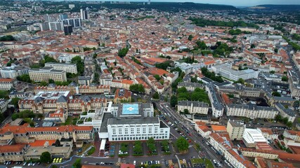 Obraz premium Panoramic aerial view around the old town of the city Nancy in France on a sunny spring day