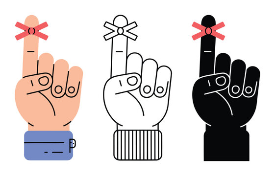 Reminder: finger with a bow tied around it, three styles